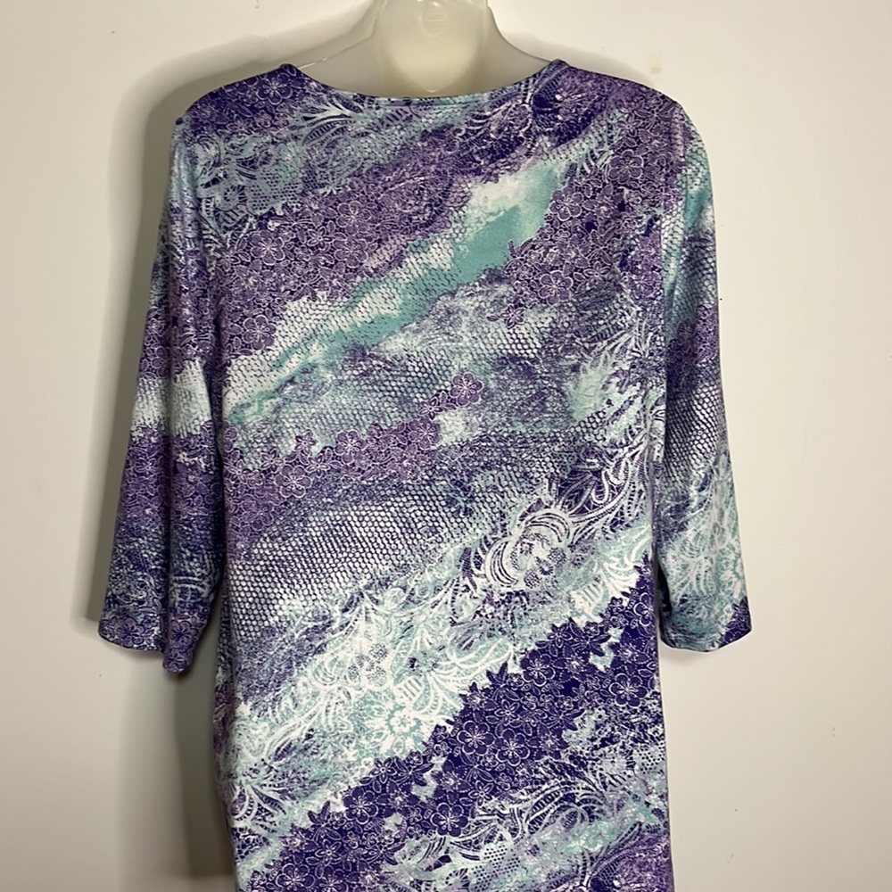Chico's Blue Scoop Neck 3/4 Sleeve Brushed Knit Top 1 - Picture 3 of 5